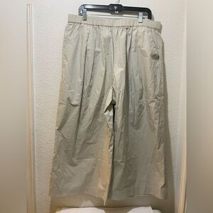 Calvin Klein Womens XL Wide Leg Crop Pants Khaki Tan Elastic Waist New